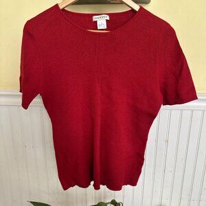 Vintage 90s GetFit Red Ribbed Cotton Short Sleeve Shirt L